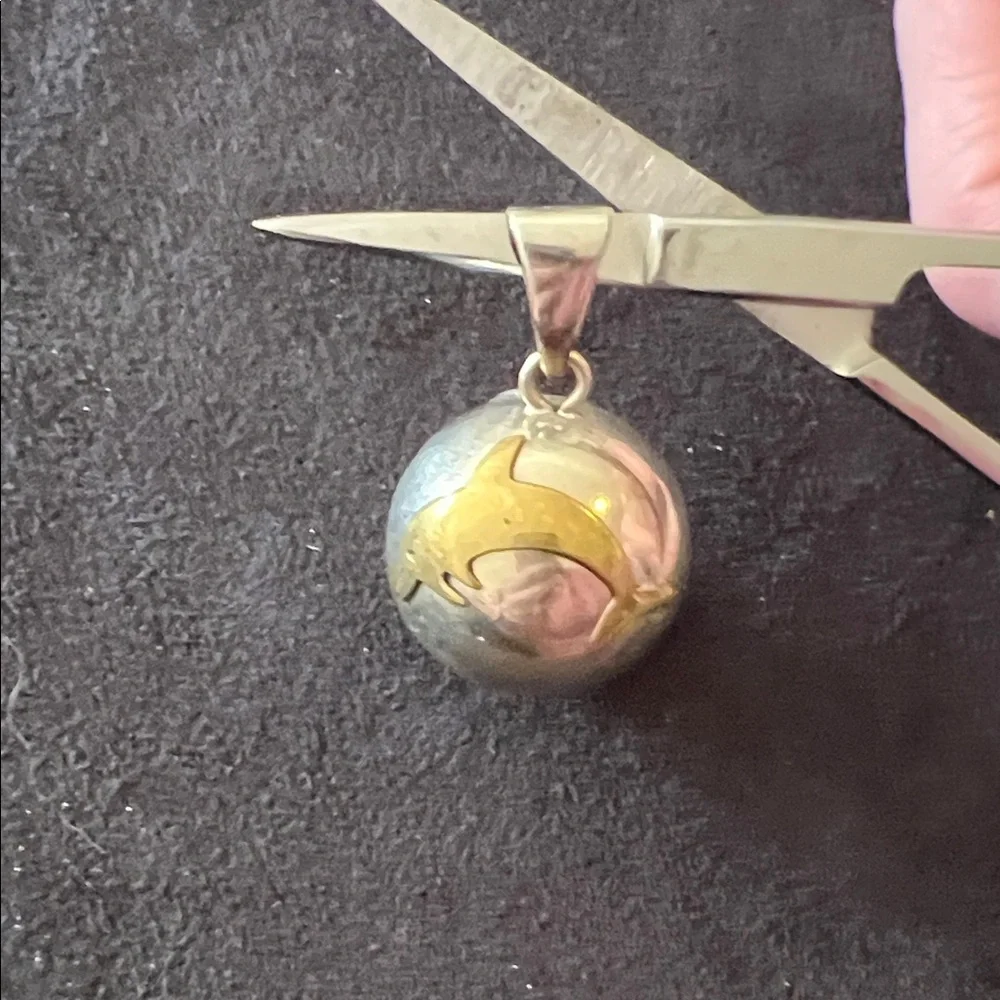 Vintage Sterling Silver & Brass large harmony ball pendant